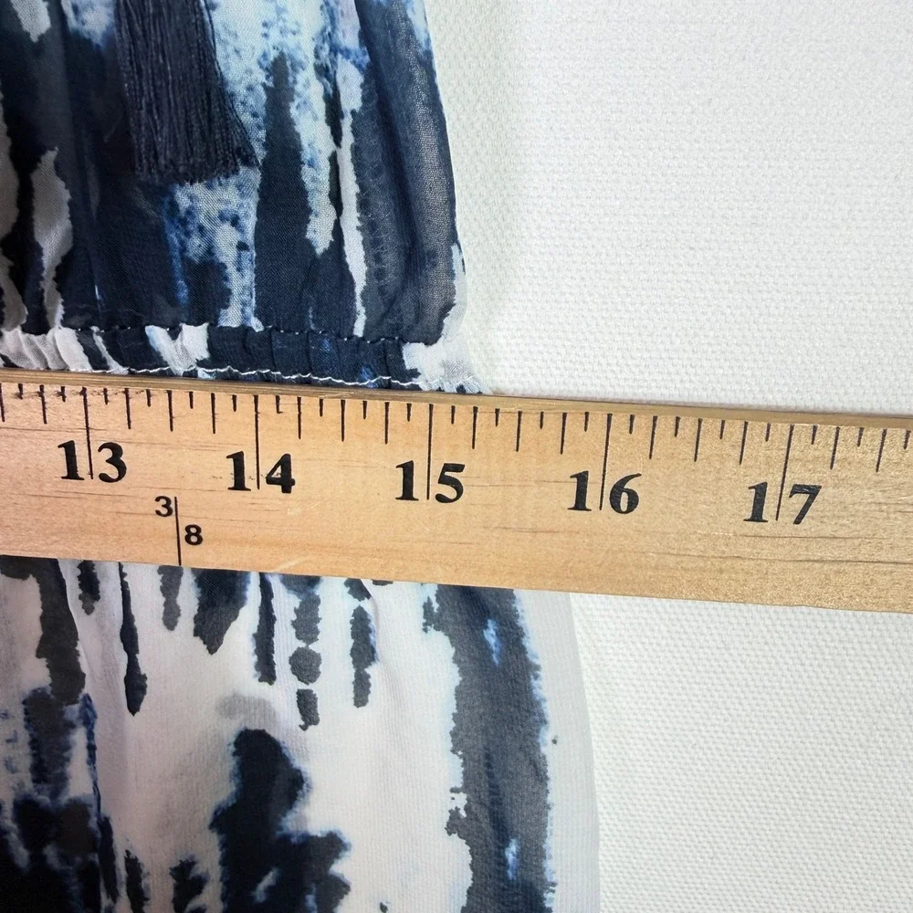 ABERCROMBIE & FITCH Blue White Tie Dye Ruffle Tassel Maxi Dress Small